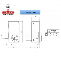 Cerradura ILARGI Nº56-C- B-Perfil. 60mm Izquierda