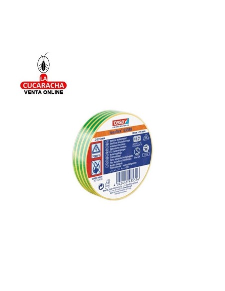 tesaFLEX-CINTA AISLANTE 19mmX20metros AMARILLO-VERDE.