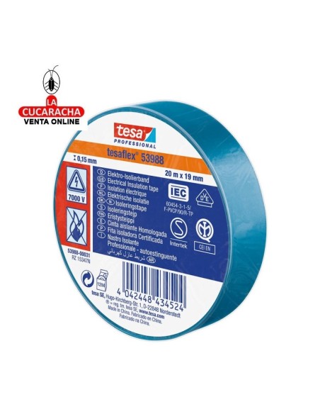 tesaFLEX-CINTA AISLANTE 19mmX20metros AZUL.