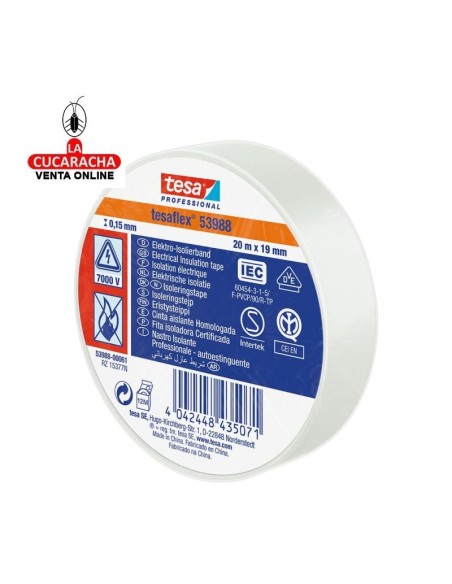 tesaFLEX-CINTA AISLANTE 19MMX20metros BLANCO.