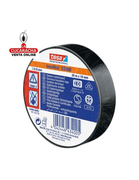 tesaFLEX-CINTA AISLANTE 19MMX20metros NEGRO.