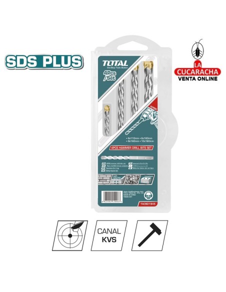 JUEGO 4 BROCAS SDS PLUS PARED MOD. TACSD1945.