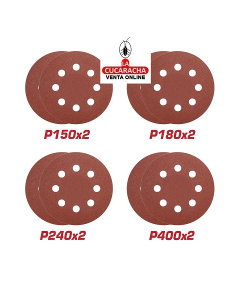 accesorios herramientas. Juego 8 discos lija velcro Mod. TDWS7501-73