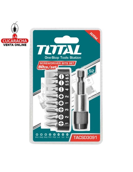 accesorios herramientas. Set 9 puntas 1/4'' con portapuntas Mod. TACSD3091