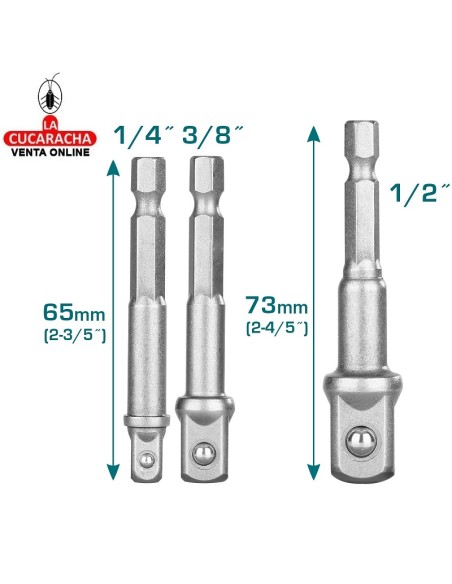 accesorios herramientas. 3 Adaptadores para llave vaso Mod. TAC273651