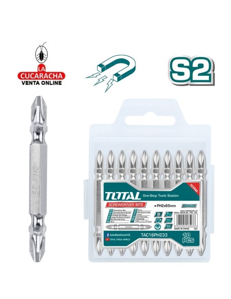 accesorios herramientas. JUEGO 10 Puntas - PH2 / PH2 Mod. TAC16PH233