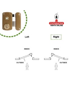 Cerradura Sobreponer puerta madera CILINDRO Y 3 LLAVES SERRETA Modelo 75UN.