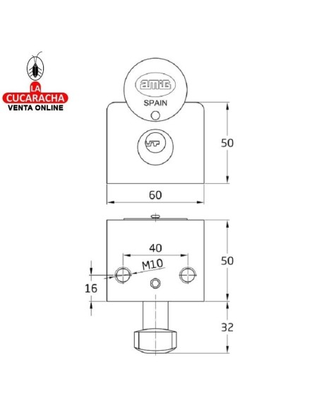 amig-Cerradura puertas enrollables latón macizo Modelo 670.