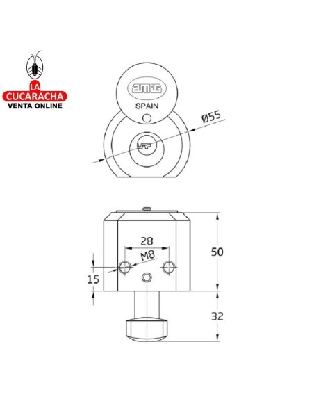 amig-Cerradura puertas enrollables latón macizo Modelo 675.