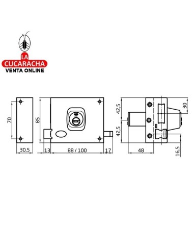 amig-Cerradura sobreponer puertas madera Modelo 72 Marrón.
