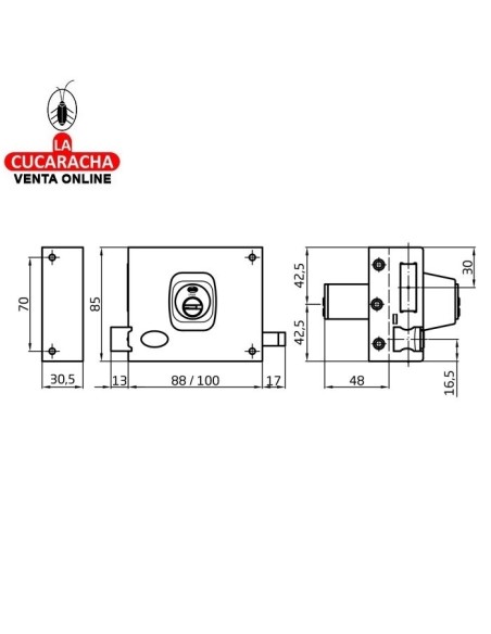 amig-Cerradura sobreponer puertas madera Modelo 72 Marrón.