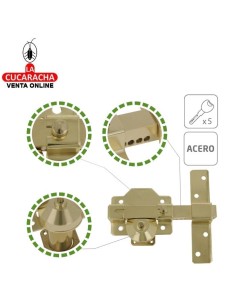 CERROJO SOBREPONER CILINDRO SEGURIDAD Y PESTILLO APERTURA Modelo 1.