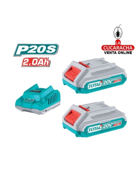 Pack 2 Baterias 20V-2AH + Cargador Rapido Modelo TFBCPK1222E.