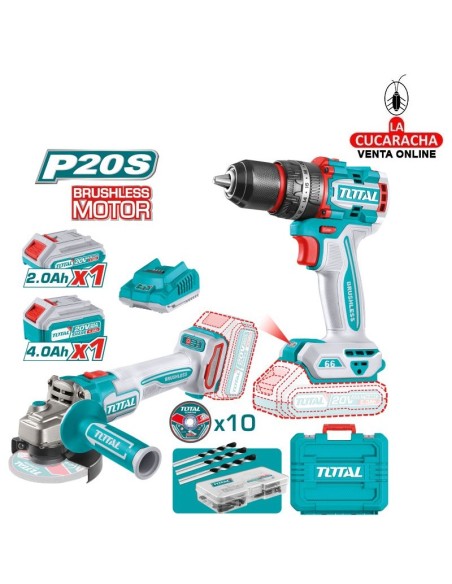 Pack taladro percutor + Amoladora brushless a batería Modelo TCKLI20273E.