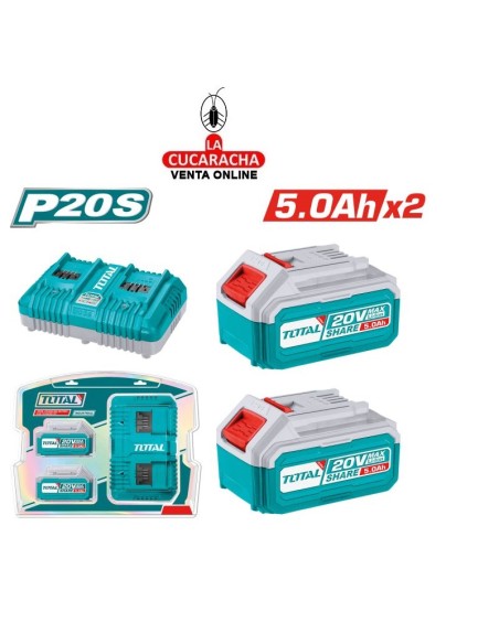 Pack 2 Baterias 20V-5AH + Cargador Doble Modelo TFBCPK2425E.