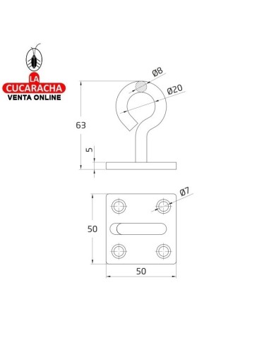amig-PLACA ACERO GANCHO FIJO CERRADO...
