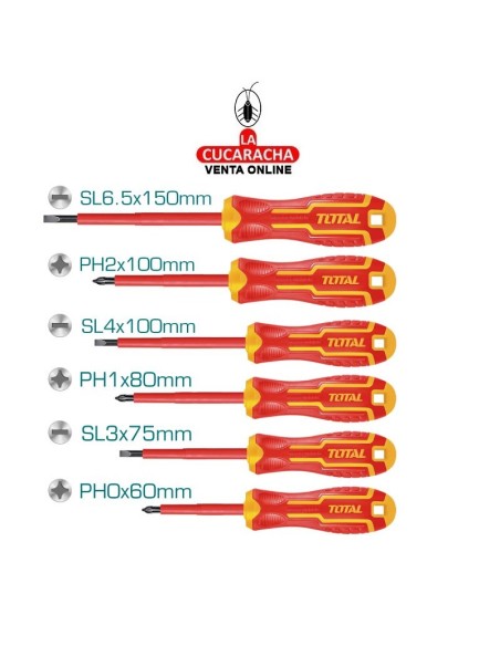 JUEGO 6 DESTORNILLADORES ELECTRICIDAD AISLADOS MODELO THTIS566.