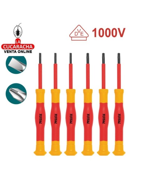 JUEGO 6 DESTORNILLADORES ELECTRICIDAD AISLADOS DE PRECISION MODELO THKIPSD0601.