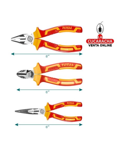 JUEGO 3 ALICATES ELECTRICIDAD AISLADOS MODELO THT2K0302.