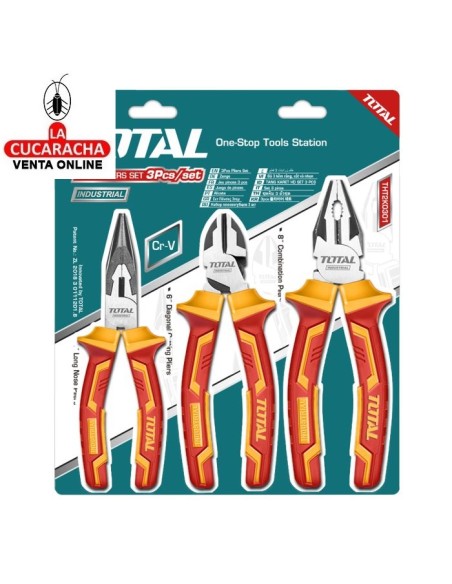 JUEGO 3 ALICATES ELECTRICIDAD AISLADOS MODELO THT2K0302.