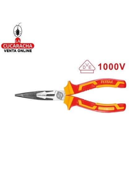 ALICATE ELECTRICIDAD AISLADO PUNTA PLANA CURVA 200MM MODELO THTIP2481.