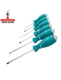 JUEGO 6 DESTORNILLADORES VARILLA REDONDA IMANTADOS MODELO THT250606.
