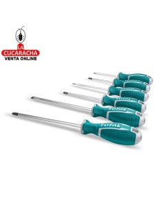 JUEGO 6 DESTORNILLADORES VARILLA REDONDA IMANTADOS MODELO THT250606.