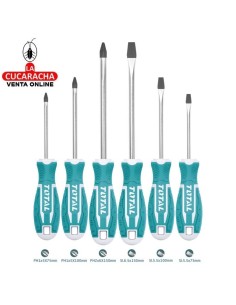 JUEGO 6 DESTORNILLADORES VARILLA REDONDA IMANTADOS MODELO THT250606.