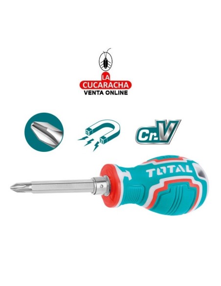 DESTORNILLADOR CORTO VARILLA INTERCAMBIABLE 2 PUNTAS MODELO THT250216.