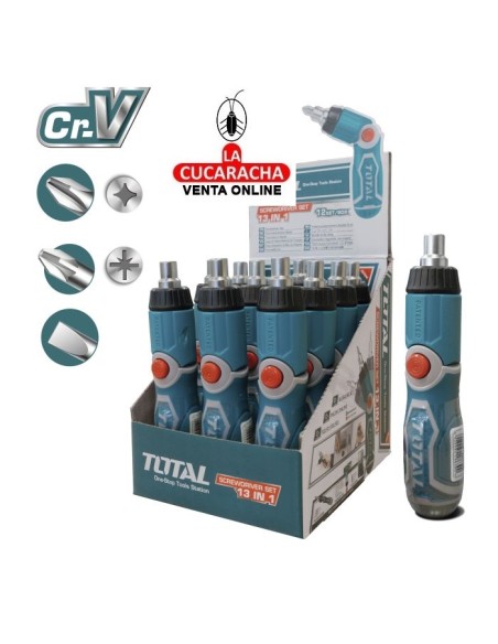 DESTORNILLADOR CARRACA ARTICULABLE CON 12 PUNTAS MODELO TACSD30136.