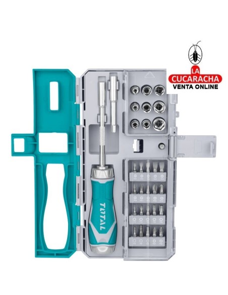 JUEGO 1 DESTORNILLADOR CON 33 PUNTAS Y LLAVES VASO INTERCAMBIABLES MODELO TACSD30336.