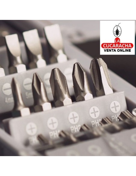 JUEGO 1 DESTORNILLADOR CON 33 PUNTAS Y LLAVES VASO INTERCAMBIABLES MODELO TACSD30336.