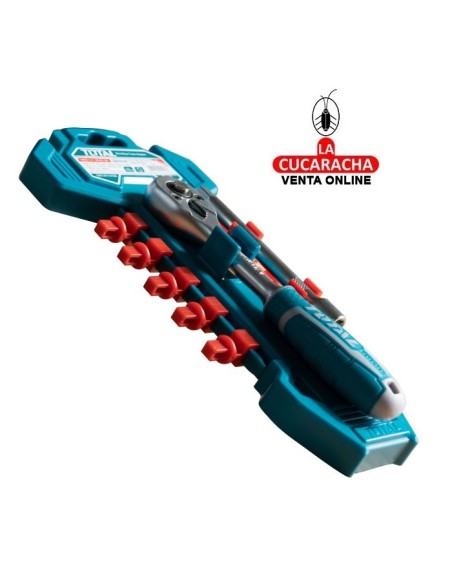 JUEGO CARRACA 45 DIENTES-ADAPTADOR 100MM-Y 10 LLAVES VASO 1/4" MODELO THT14114126.