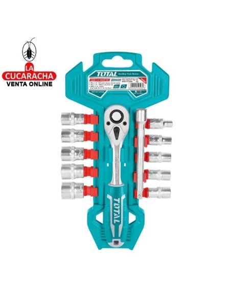 JUEGO CARRACA 45 DIENTES-ADAPTADOR 100MM-Y 10 LLAVES VASO 1/2" MODELO THT141121.