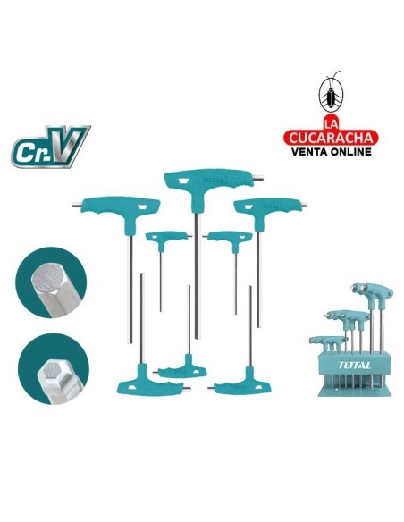 JUEGO 8 LLAVES ALLEN MANGO -T- PUNTA BOLA EXAGONAL MODELO THHW80826.