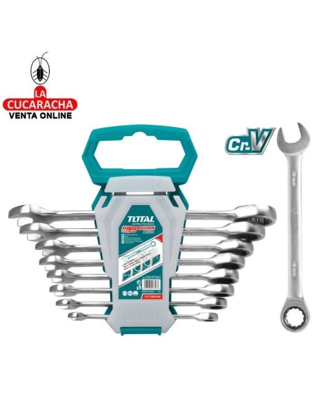 JUEGO 8 LLAVES FIJAS COMBINADAS CON CARRACA MODELO THT102RK086.