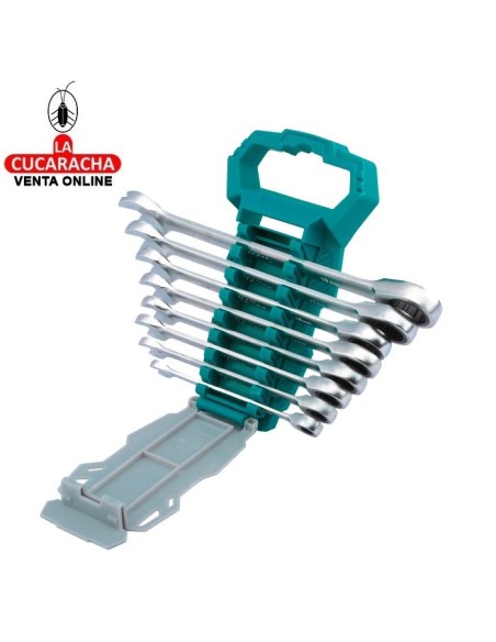 JUEGO 8 LLAVES FIJAS COMBINADAS CON CARRACA MODELO THT102RK086.