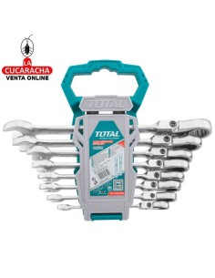 JUEGO 8 LLAVES FIJAS COMBINADAS CON CARRACA ARTICULADA MODELO THT102RK586.