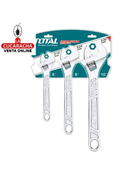 JUEGO 3 LLAVES INGLESAS AJUSTABLES MODELO THTK1013.