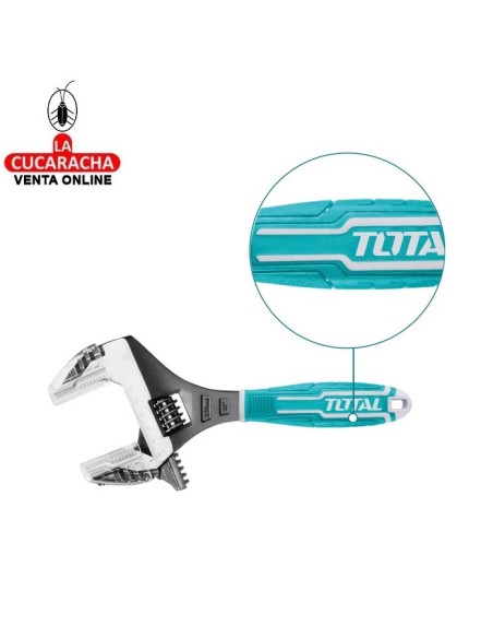 LLAVE INGLESA AJUSTABLE APERTURA EXTRA MANGO BIMATERIAL MODELO THT10210G.