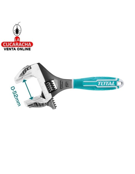 LLAVE INGLESA AJUSTABLE APERTURA EXTRA MANGO BIMATERIAL MODELO THT10210G.