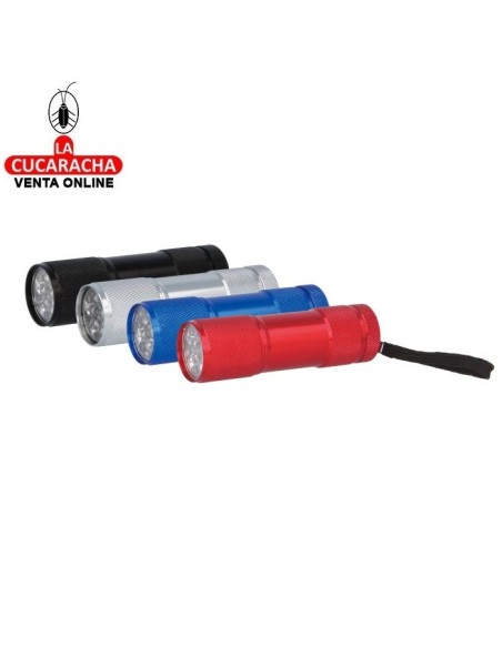 LINTERNA ALUMINIO 9 LED COLORES PILAS AAA MODELO 3943.