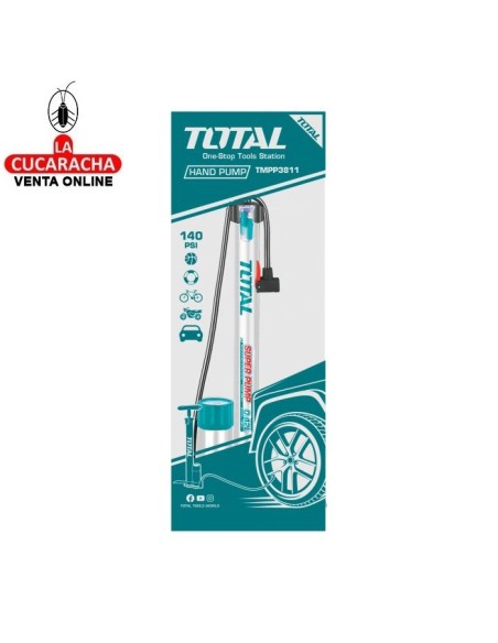 INFLADOR BOMBA AIRE DE MANO 500MM CON MANOMETRO MODELO TMPP3811.