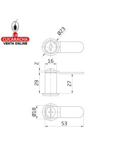 CERRADURA BUZÓN CON LENGUETA RECTA 53MM LLAVES IGUALES MODELO 5A2.