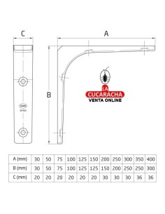 PALOMILLA ACERO SOPORTE BALDAS Y ESTANTERIAS COLOR BLANCO MODELO 2.