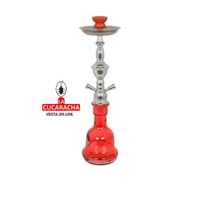 Shisha cristal de 2 salidas, color rojo alto 48 cm