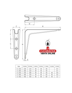 PALOMILLA ACERO SOPORTE BALDAS Y ESTANTERIAS MODELO 6.