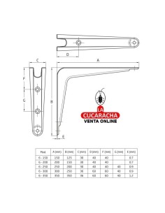PALOMILLA ACERO SOPORTE BALDAS Y ESTANTERIAS COLOR GRIS METALIZADO MODELO 6.