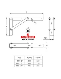 PALOMILLA ACERO SOPORTE ABATIBLE 1 POSICION COLOR BLANCO MODELO 800.