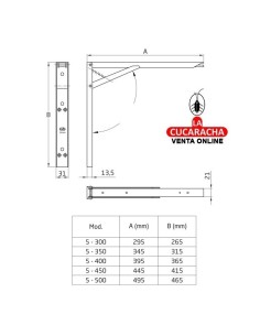 PALOMILLA ACERO SOPORTE ABATIBLE 1 POSICION COLOR BLANCO MODELO 5.